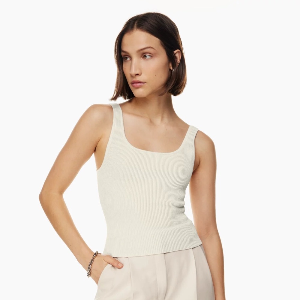 Babaton Sculpt Knit Square Neck Tank in Matte Pearl